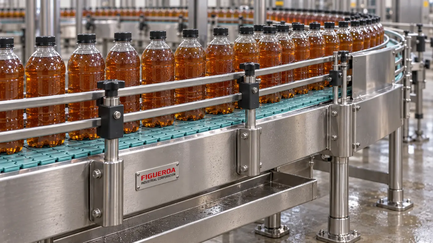 FIC-branded beverage conveyor