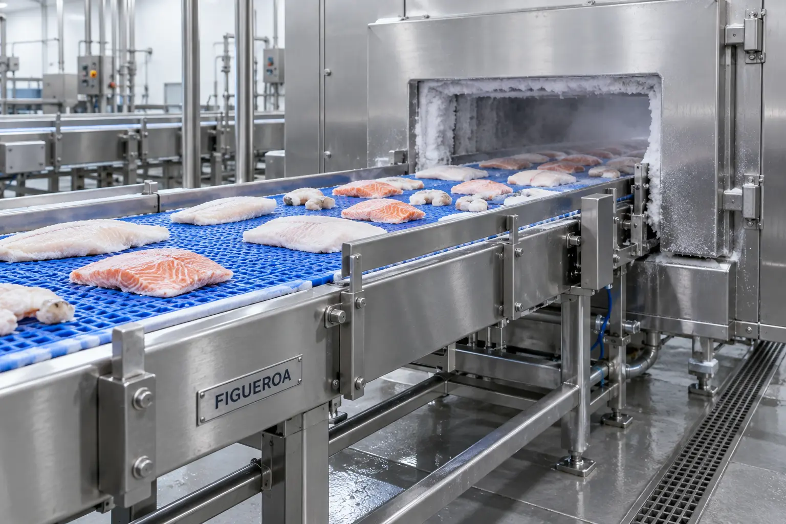 FIC-branded seafood freezing conveyor