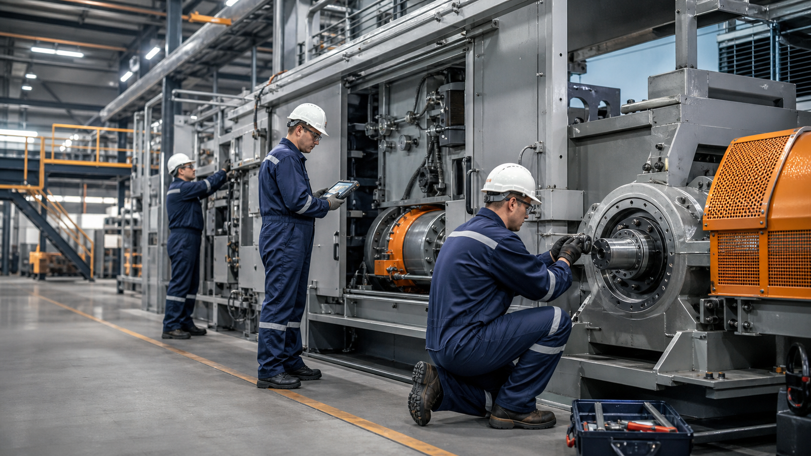 Technician performing industrial maintenance