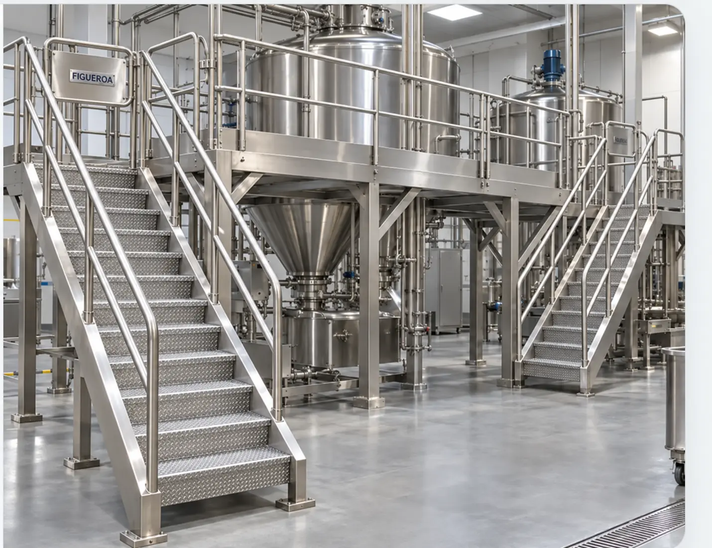 FIC lightweight aluminum crossover platform spanning a packaging conveyor