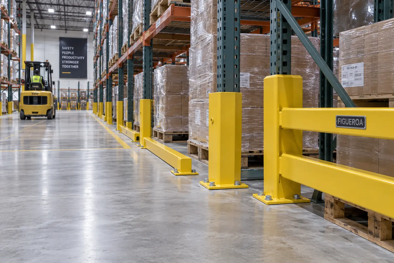 FIC fabricated rack protectors and safety curbs in a distribution center